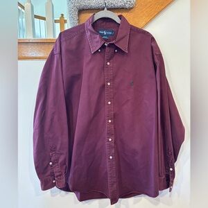 Vintage Ralph Lauren Men's Blake Button Down Shirt - Burgundy